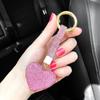 Llavero de Amor de Diamantes Completos Metal Hebilla Redonda Grande Colgante para Llaves de Coche Corazón Personalizado Pequeño Regalo Ajuste Anillo