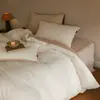 Conjunto de Cama de Veludo Leite Dupla Face com Escultura Tridimensional Quente Espesso de Quatro Peças Cor Sólida Simples de Veludo Coral Lençol de Cama Lençol com Elástico Inverno