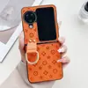 Padrão de couro adequado para capa de celular oppofindn2flip impressão em couro Find N3Flip marca de moda anel de alça transversal