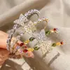 Elegante, luxuoso e de alta qualidade, pulseira aberta de zircônia em formato de borboleta, moderna, grande, requintada, versátil e em formato de gota d'água, para mulheres