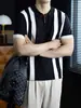 Estilo Italiano Moderno~Polo de Alta Qualidade Color Block com Meio Zíper e Gola Manga Curta Masculino Tecido de Malha Respirável Cool-Touch para Negócios