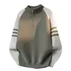 Dropshipping 8789-P47 Outono/Inverno 2025 Novo Suéter com Gola Meio-Zíper Moda Masculina Malha de Manga Longa