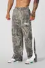 Pantalones Deportivos Casuales de Malla Transpirable Estilo Americano New Muscle Fitness para Correr, Pantalones Rectos Estampados con Retazos