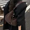 Bolso Retro Marrón Tipo Empanada para Mujer Nueva Moda Otoño e Invierno Coreano de Nicho Bolso de Hombro, Debajo del Brazo, Cruzado Bolso Croissant