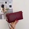 Nova Bolsa de Pulso Pequena em Couro Macio Retrô Feminina com Múltiplas Camadas de Armazenamento Carteira Longa Versátil Bolsa de Ombro Único Transversal