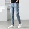 Jeans Retro de Moda Otoñales para Hombre, Rectos Ajustados Elásticos Americanos de Alta Gama Frescos Casuales Pantalones Largos de Moda