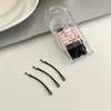 Grampos de Cabelo Pretos Sem Costura para Fixação Lateral, Pequenos Grampos de Aço para Franja e Penteado