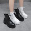 Novas Botas de Couro de Cano Médio para Outono e Inverno de 2025 para Mulheres, Novas Botas Martin com Solado Macio, Botas Martin com Cadarço Estilo Coreano e Solado Grosso para Mulheres