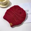 Gorro de Invierno Tejido Transfronterizo para Mujer, Gorro Beanie con Etiqueta, Gorro para Cola de Caballo, Gorro de Punto Cálido, Gorro Beanie en Color Verde Militar