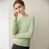 Suéter feminino de malha clássico com gola redonda 100% cashmere, novo estilo outono/inverno, simples e confortável, macio e amigo da pele, peça para vestir por cima