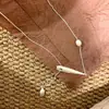 Diseño Único con Múltiples Formas de Usar, Collar con Colgante en Forma de Gota de Agua con Hoja de Doble Cara, Cadena Larga para Suéter con Perla Natural de Diseño Único, Estilo Largo para Mujer
