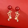 Brincos Originais Lucky Koi de Ágata Vermelha para Mulheres Prata Esterlina 925 Novo Estilo Chinês Ano do Cavalo do Zodíaco Brincos Atacado