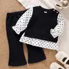 Ropa para Bebés Niñas 0-12M Niña Bebé Primavera Otoño Manga Larga Estampado de Lunares Top Falso de Dos Piezas + Pantalones Largos