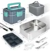Caja de Almuerzo Eléctrica Transfronteriza Enchufable Calentamiento Eléctrico Caja de Almuerzo Gran Capacidad Doméstica para Coche Dos en Uno Caja de Almuerzo con Calentamiento Eléctrico Regalo