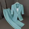 2026 Novo Estilo Blazer Fino Feminino Manga Três Quartos Roupa para o Trabalho Terno Formal Profissional com Acabamento de Luxo