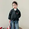 Chaqueta de Cuero de Dibujos Animados para Niñas 2026 Otoño Nueva Chaqueta Infantil Moda Otoño e Invierno Chaqueta Casual para Bebé de Manga Larga