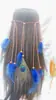 Tiara Boêmia Europeia e Americana de Pena de Pavão Acessório de Cabelo Tiara Étnica com Borla Cocar Fantasia Tribal Africana