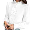 Amazon Comercio Exterior Europeo y Americano Otoño 2026 Nuevo Camisa Casual de Moda Elegante para Mujer con Volantes y Mangas Largas
