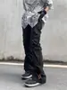 Pantalones Casuales Rectos Plisados Estilo High Street para Hombre, Diseño de Marca de Moda con Cordón, Corte Holgado, Pantalones Largos Ligeramente Acampanados para Primavera y Otoño
