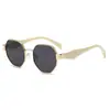 Gafas de Sol Metálicas Versátiles de Moda Europea y Americana Transfronteriza 2025, Gafas de Sol Poligonales Personalizadas de Celebridad de Internet