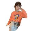 Camiseta Top Manga Longa Algodão Puro Versátil Estilo Coreano para Bebê Novidades Primavera/Outono 2026 Estampa Cartoon para Meninas Camada Base Casual t