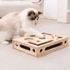 Juguete Interactivo de Madera para Gatos, Laberinto con Bola Oculta, Lija Desmontable y Reemplazable, Autoentretenimiento, Alivio del Aburrimiento, Afilado de Garras