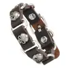 Pulseira de Couro com Caveira Retro Europeia para Homem Hip Hop Punk Metal Desgastado com Rebites Pulseira de Pulso Ornamentos Transfronteiriços