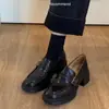 Mocasines de Piel de Vaca con Suela Gruesa para Mujer, Estilo Británico, Nuevos Zapatos de Primavera y Otoño sin Cordones con Tacón Grueso, Zapatos Pequeños de Cuero Genuino para Mujer