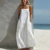 Vestido Feminino Casual Criativo Listrado de Verão Europeu 2026 Estilo Moda Férias Alça Fina Sem Mangas