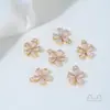 Preserva el Color Oro Real de 14 Quilates Flor de Melocotón Brillante Flor de Cinco Pétalos Colgante Material para Pulsera, Collar, Pendientes Hechos a Mano DIY
