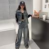 Traje de pantalón ancho de mezclilla para niña, primavera y otoño 2024, nueva moda infantil grande, ropa casual de primavera para niña.