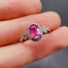 Anillo de Zafiro Rosa Natural Transfronterizo Accesorios para Mujer Nicho de Gama Alta Joyería de Plata 925 5*7 Joyería Venta Directa de Fábrica