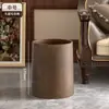 Cesta de Papel Estilo Chino al por Mayor Fabricante Retro Imitación Madera Doble Cubo de Basura Set para Uso Doméstico Nuevo Gran Capacidad para Sala de Estar y Cocina