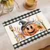 Mantel individual decorativo con estampado de calabaza para Halloween, con aislamiento térmico, para restaurante, con diseño transfronterizo de Amazon