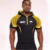 Camiseta con Capucha para Hombre de Fitness de Co-Marca UFC, Alta Elasticidad, Secado Rápido, Adelgazante, para Gimnasio, Entrenamiento de Levantamiento de Pesas y Carrera, Manga Larga