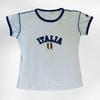 Estilo Nuevo Estilo Discoteca Bordado de Letras Ins Puntada de Línea Ajustado Moderno Street Cuello Redondo Jersey Camiseta Corta para Mujer