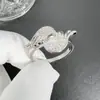 Anillo de Alas de Ángel de Plumas con Circonita de Diamante Completo Moda Tendencia Simple Anillo Personalizado de Alas de Plumas