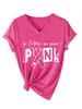 En octubre vestimos de rosa Amazon wish estación independiente moda casual para mujer camiseta de manga corta con cuello en V