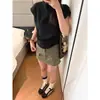 Mini Falda de Mezclilla Estilo Americano con Múltiples Bolsillos para Mujer, Nueva Llegada de Verano, Falda de Línea A Adelgazante de Cintura Alta Americana Anti-Exposición
