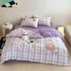 Juego de cama de tres o cuatro piezas de algodón de Clase A estilo coreano, hilo de doble capa, gasa de algodón, bordado de parche de dibujos animados lindo para niños