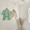 Ropa de Verano 2025 Estilo Coreano para Bebés y Niños Niños y Niñas Camiseta de Manga Corta Colores Caramelo Pájaro Lápiz