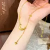 Tienda de Oro Mismo Estilo Collar de Borla Estrella y Luna Chapado en Oro para Mujer, Cadena para Clavícula de Diseño de Nicho Versátil a la Moda Regalo de Cumpleaños