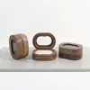 Caja de Anillo de Madera de Nogal Negro con Ventana, Caja de Joyería de Madera Maciza con Ventana Transparente, Caja para Anillo de Compromiso de Diamante, Caja de Almacenamiento para Pendientes