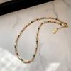 Collar de Perlas con Cuentas de Piedra Dopamina de Colores de Agua Dulce para Mujer, Cadena Clavicular Choker de Lujo Ligero de Nicho 40cm