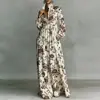 Vestido leve de luxo estilo francês para mulheres, roupas femininas transfronteiriças europeias e americanas de verão, estilo casual de férias, modelagem solta, com gola, vestido longo estampado