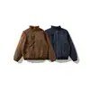 ORIGTEEN Chaqueta de Algodón Cálida Holgada Estilo Retro para Hombres y Mujeres Abrigo de Felpa de Ante de Algodón Cuello Alto Chaqueta de Trabajo MY9032