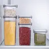 Caja de almacenamiento de cocina cuadrada gruesa para mascotas, caja de plástico transparente sellada para mantener la frescura, tanque de almacenamiento de granos secos