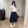 Falda de verano para mujer de cintura alta de secado rápido, falda de paraguas de línea A de longitud media estilo coreano, que cubre las caderas y estiliza, falda larga de workwear con retazos
