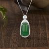 Collar de Plata Esterlina S925 con Calcedonia Natural Incrustada Sin Marca de Incidente para Mujer Lujo Ligero Colgante de Alta Gama Moda Nacional Colgante de Jade Cadena Clavicular