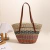 Bolso de hombro individual de paja de gran capacidad hueco, nuevo color, bolso de paja, bolso tejido, bolso de playa para vacaciones, bolsa de cesta de verduras portátil